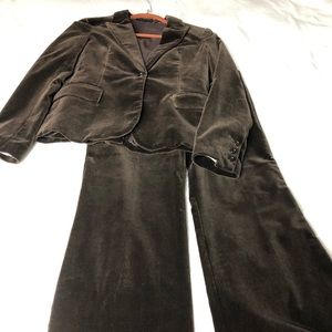 Theory chocolate velvet suit, blazer & trousers